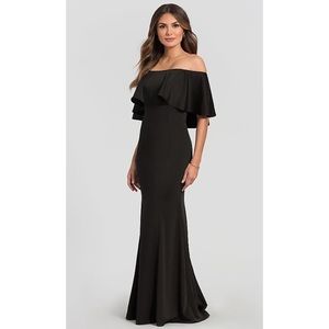 KLEINFELD Off The Shoulder Long Bridesmaid Dress